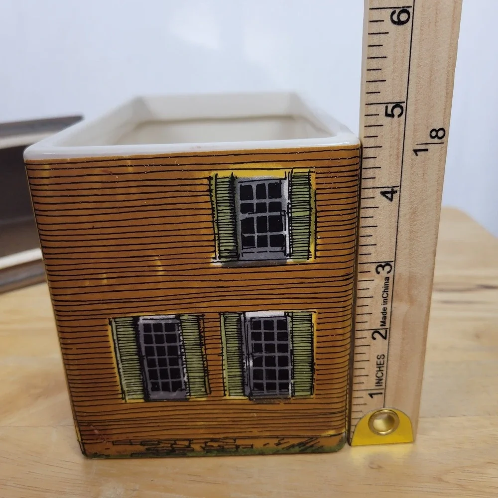 VTG 1980 Enesco J. Downs Market Street Ceramic House Canister Cookie‎ Jar Japan